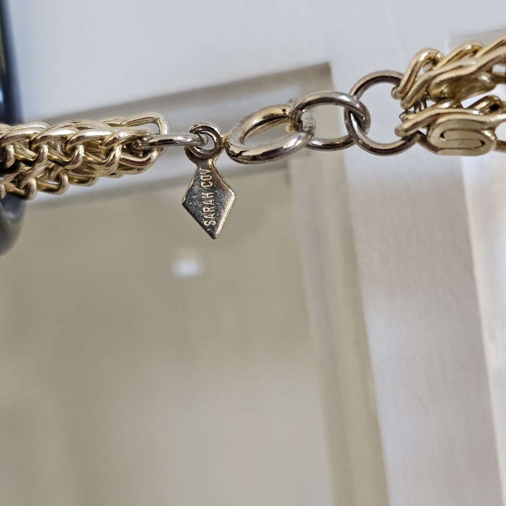 Sarah Coventry Necklace SIGNED Modern Gold Tone Multi Strand Chain - Picture 5 of 7